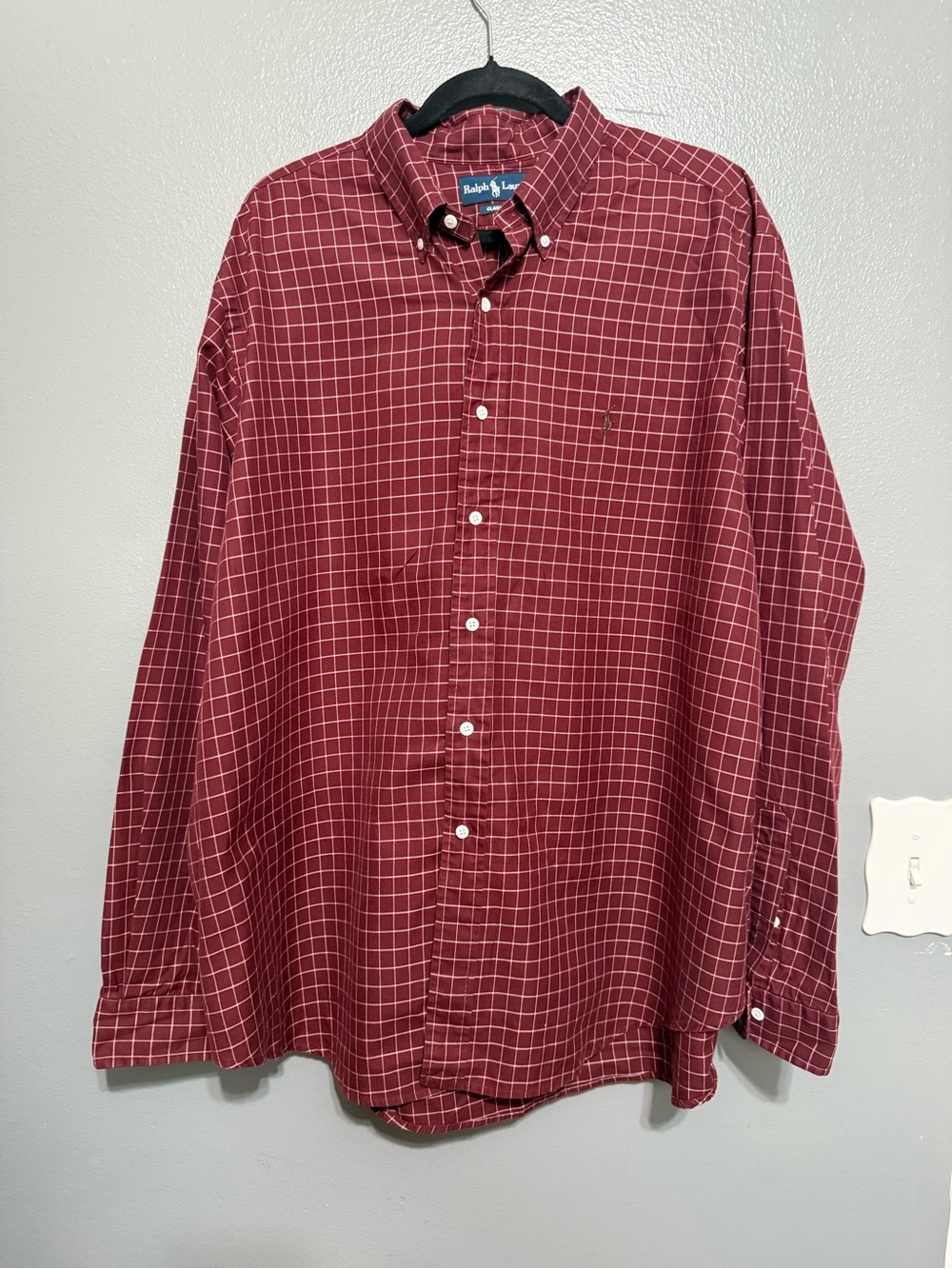 Ralph Lauren Men's Burgundy Check Button-Down Shirt XXL